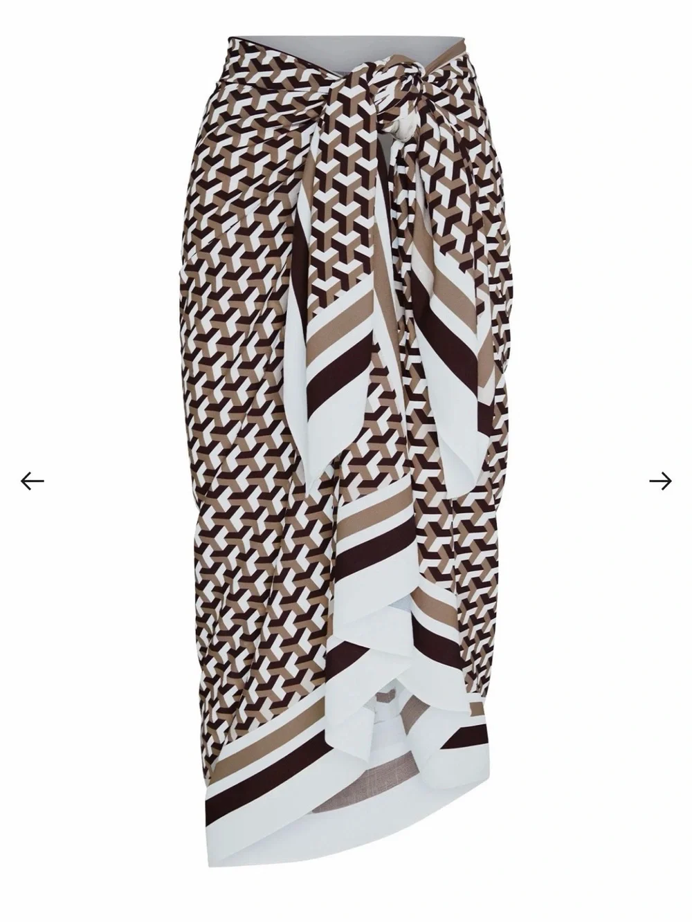 Monday Swimwear Brown White Geometric Swim Sarong